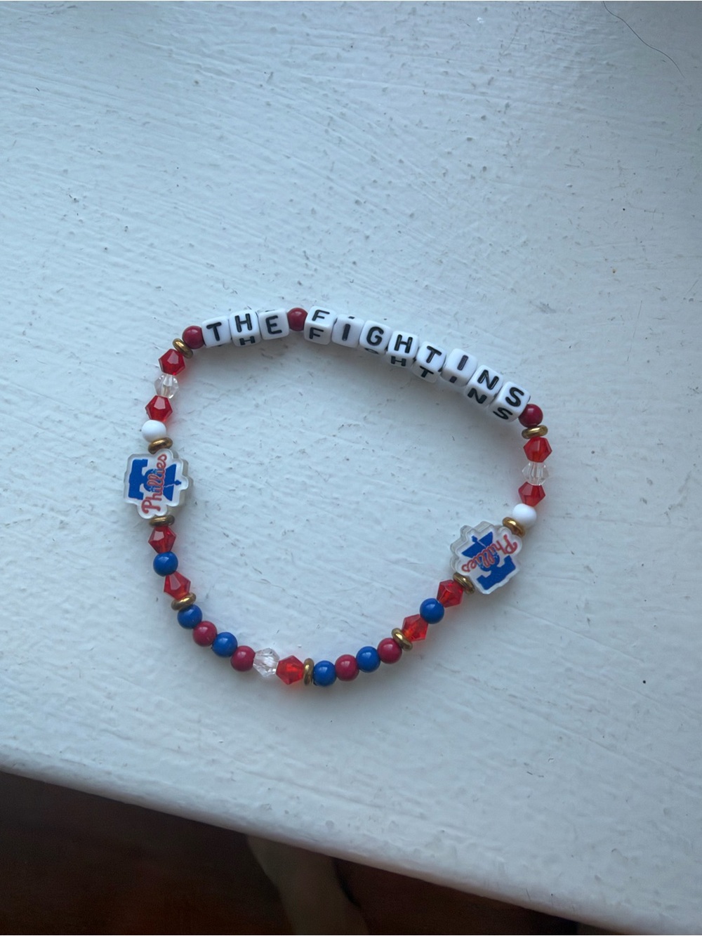 Phillies Kids Red & Blue Beaded Bracelet with 'The Fightins' Letter Beads